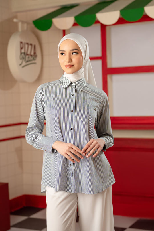 Alora Stripe Shirt White Noir