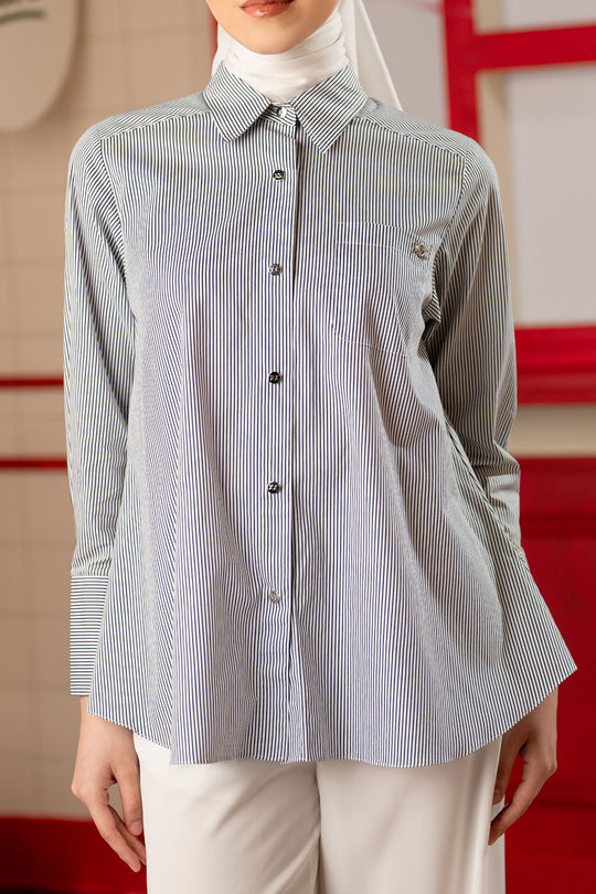 Alora Stripe Shirt White Noir
