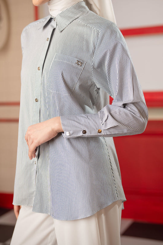 Alora Stripe Shirt White Noir