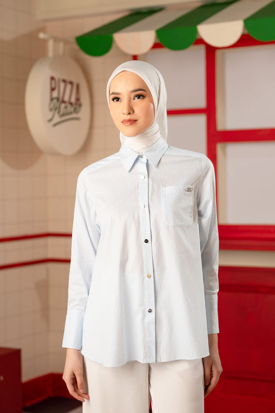 Alora Stripe Shirt Sky Blue