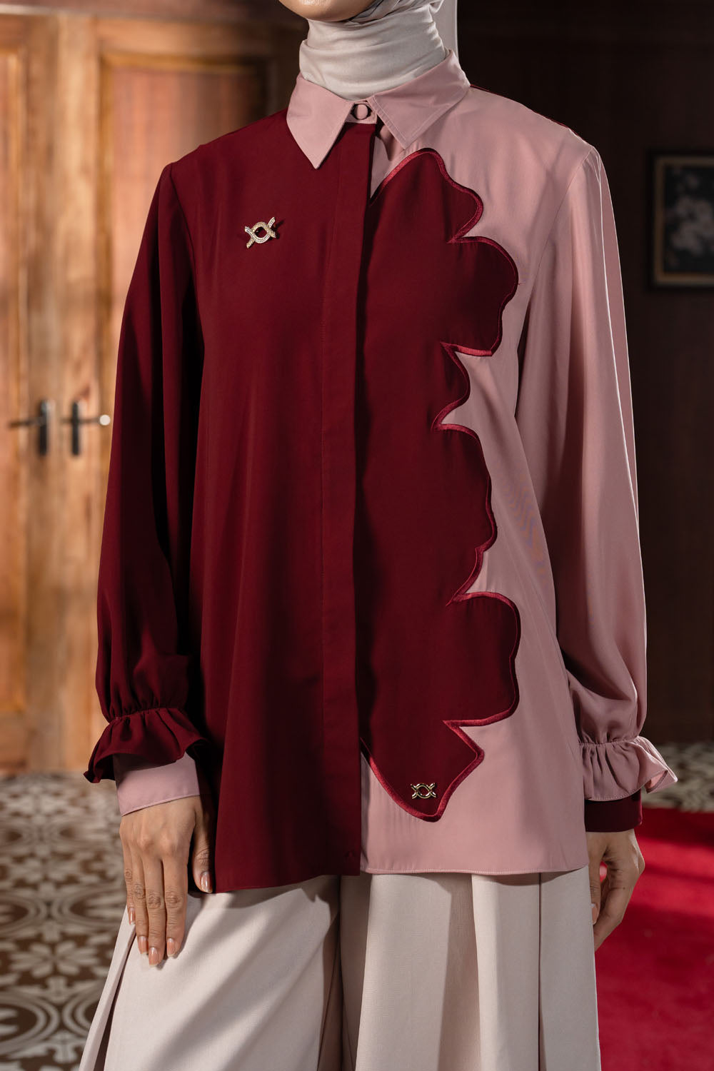 Lunetha Shirt  Merlot Blush