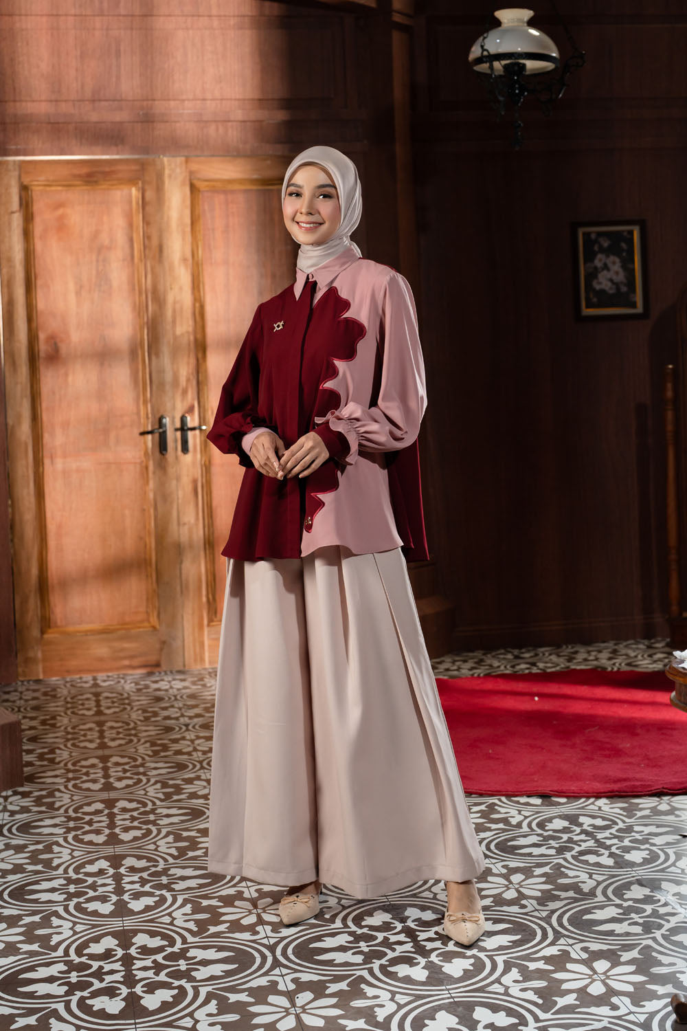 Lunetha Shirt  Merlot Blush