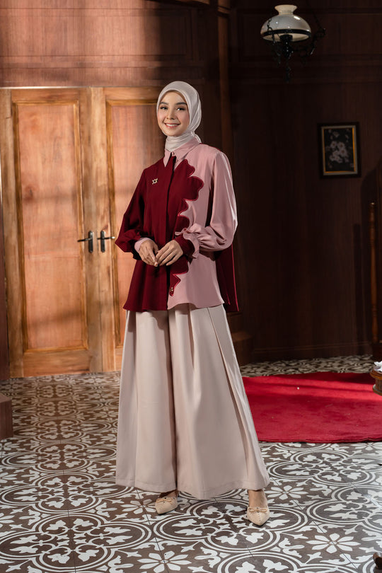 Lunetha Shirt  Merlot Blush