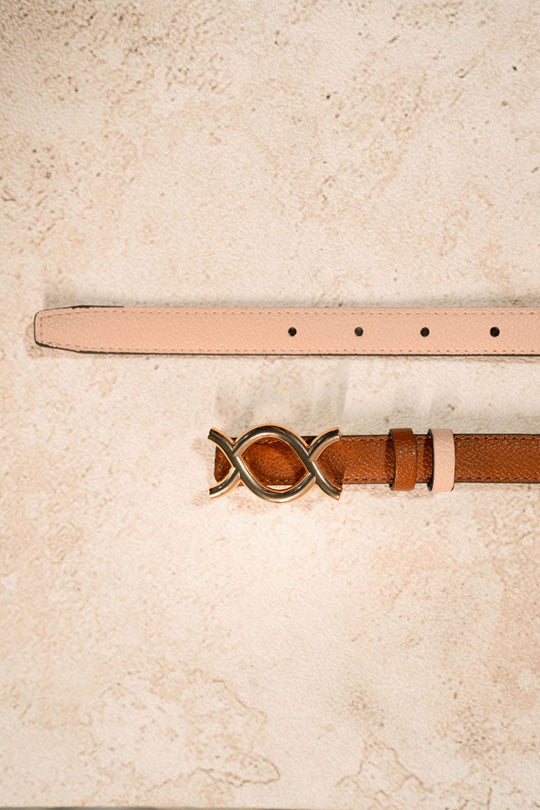 Monogram Mini Belt Honey Brown-Blush