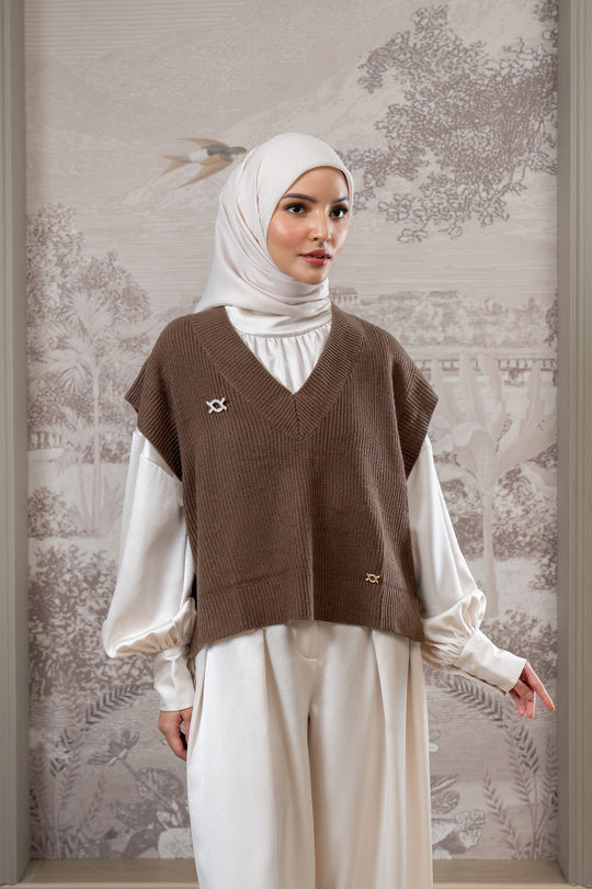 Mecy Sleeveless Knit Vest Rosted Coffe