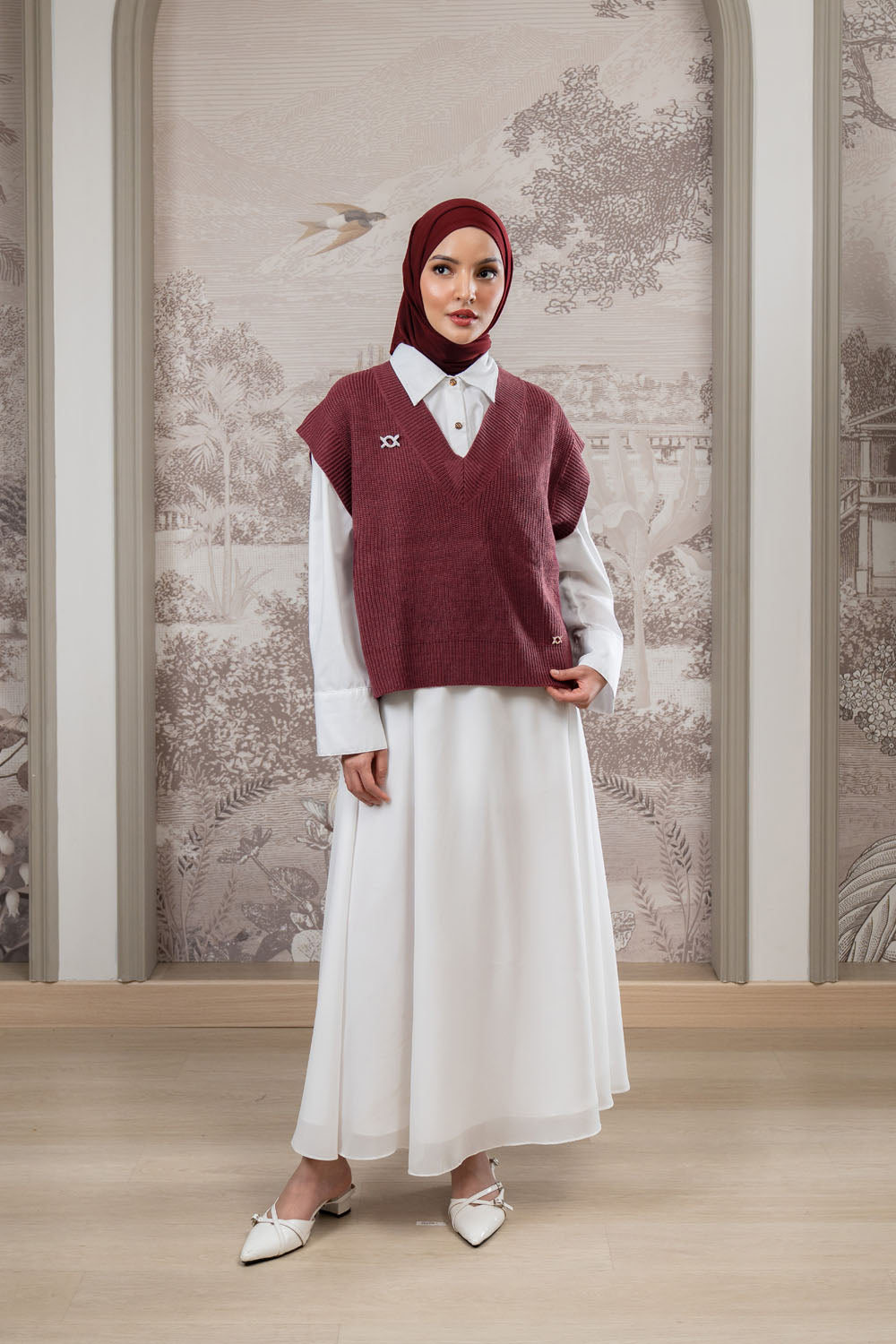 Mecy Sleeveless Knit Vest Pomegranate