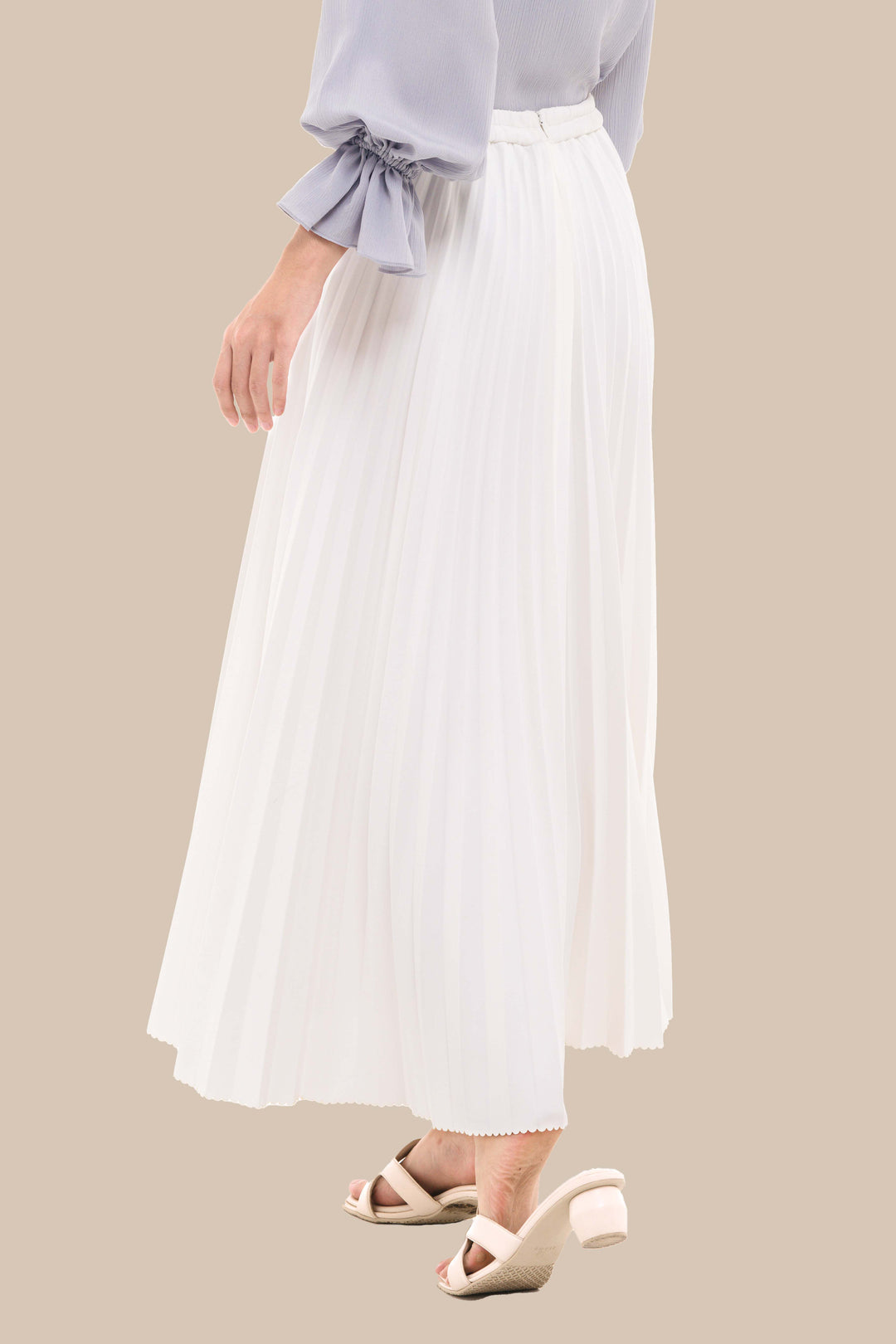 Ellen Pleated Skirt (Minor) - White Chiffon