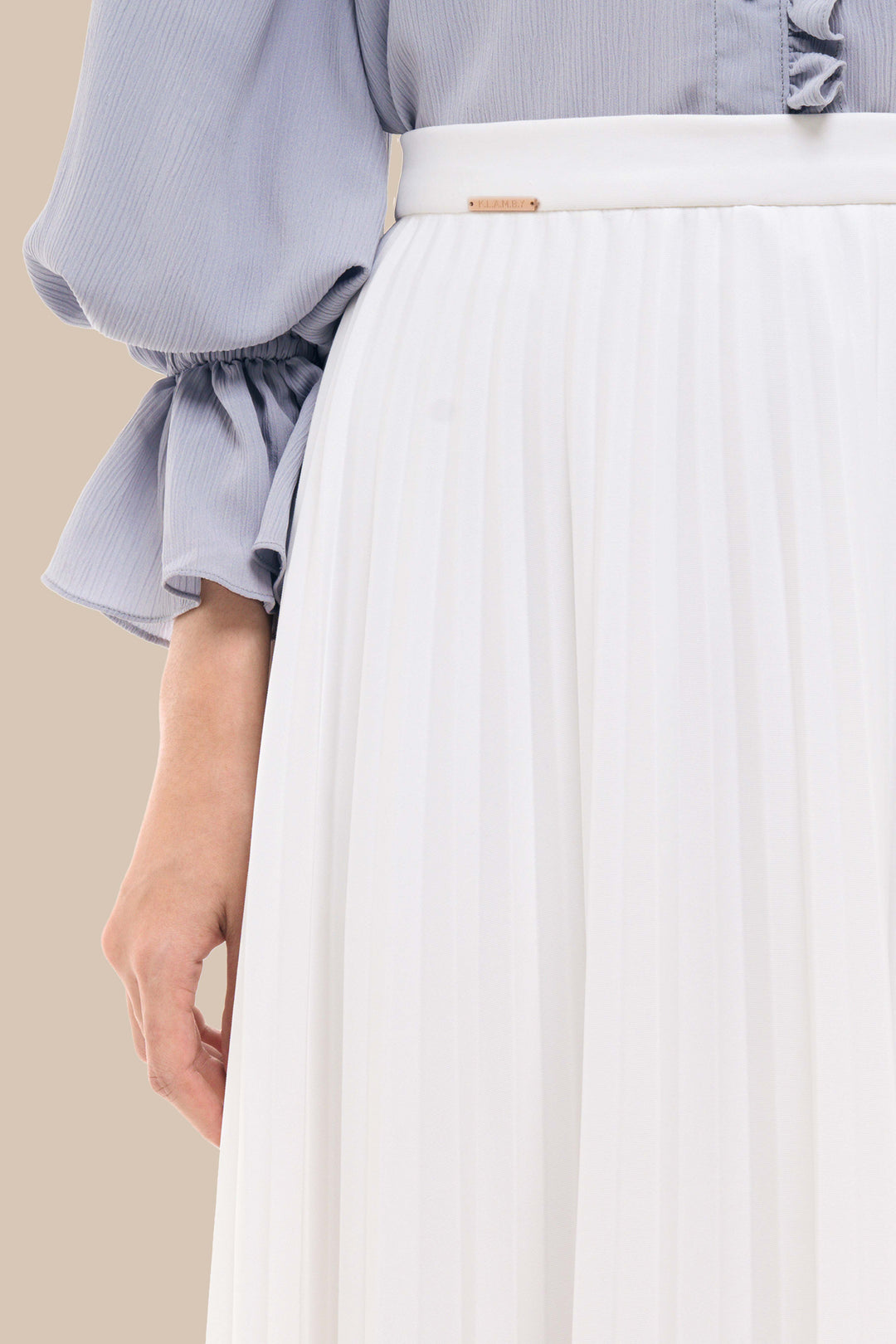 Ellen Pleated Skirt (Minor) - White Chiffon