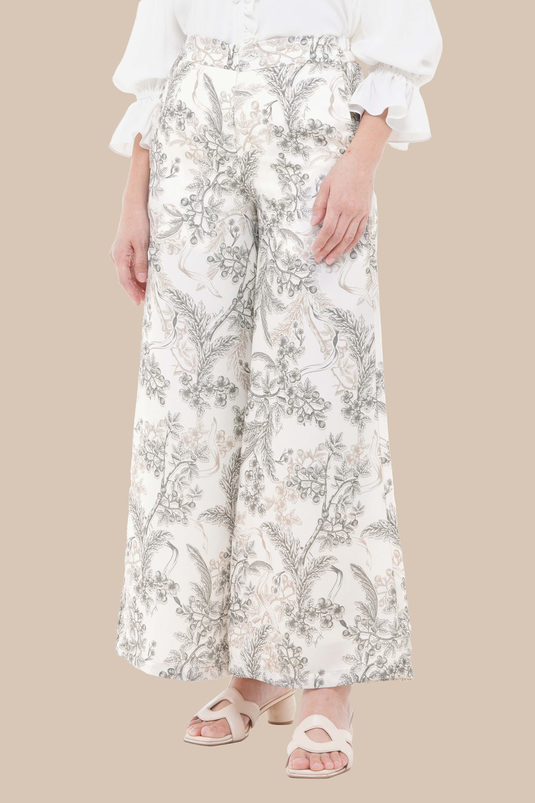 Ruby Wide Pants White Marble