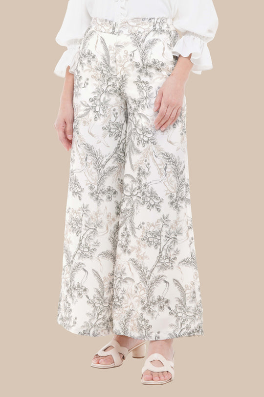 Ruby Wide Pants (Minor) White Marble