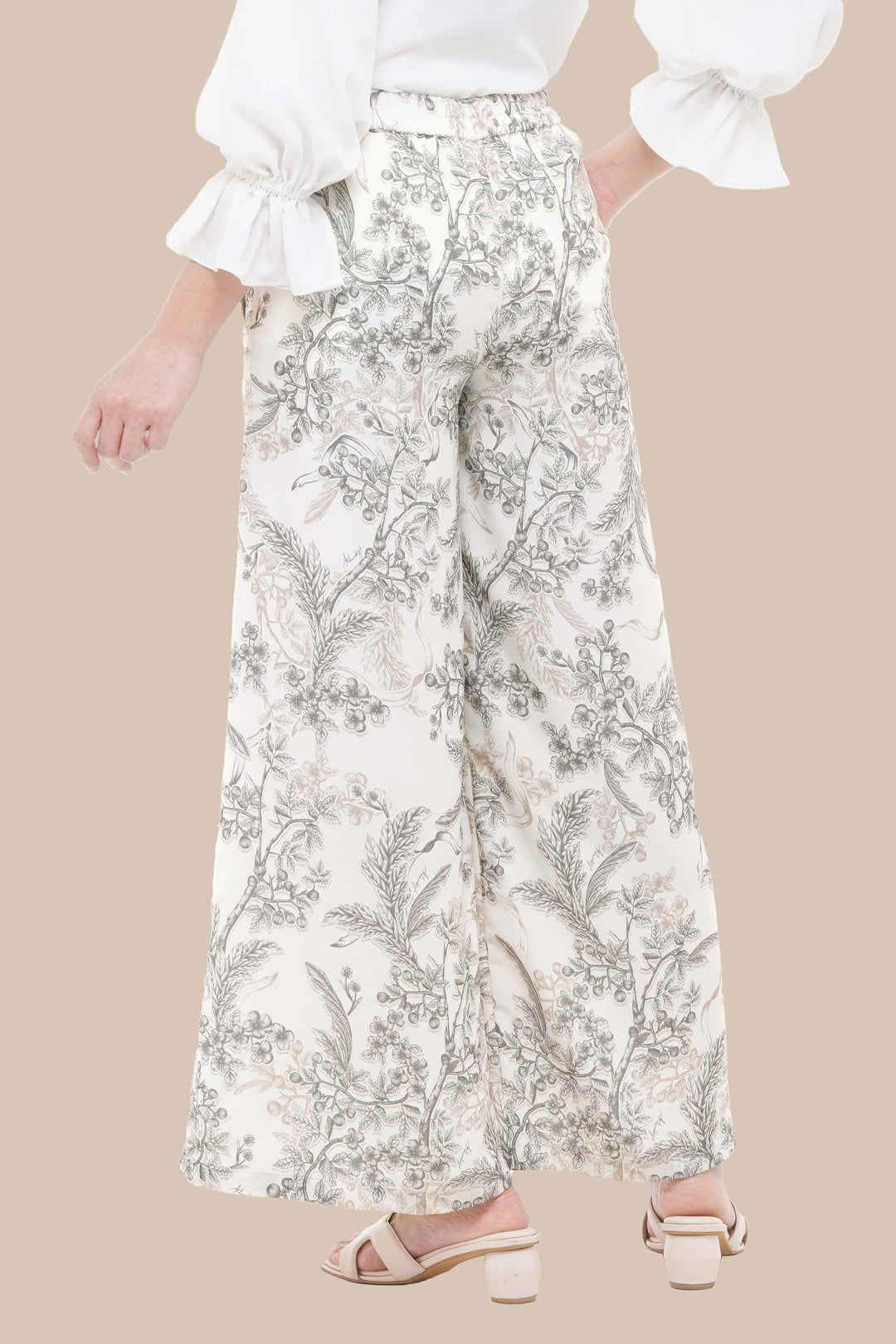 Ruby Wide Pants (Minor) White Marble