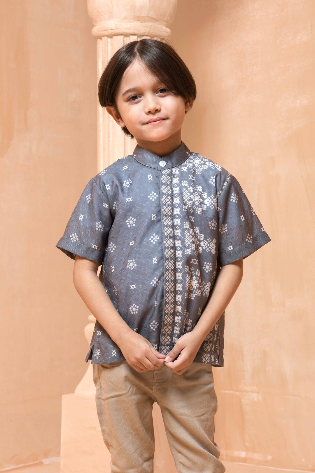 Mashrabiya Shirt (Kids Boy) Caviar