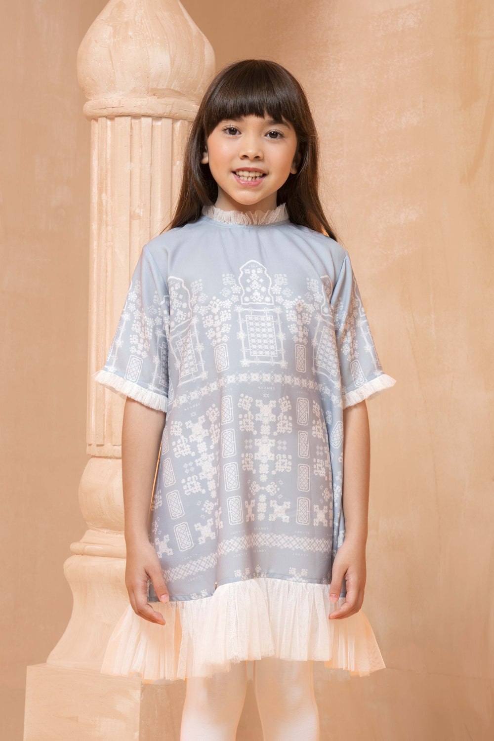 Mashrabiya Midi Dress Girl Azure