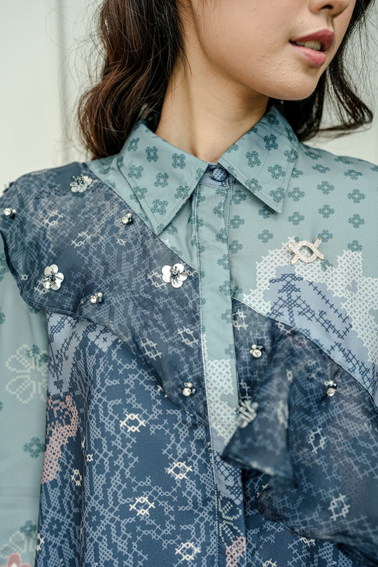 Malya Ruffle Shirt with Embellishment Malaka