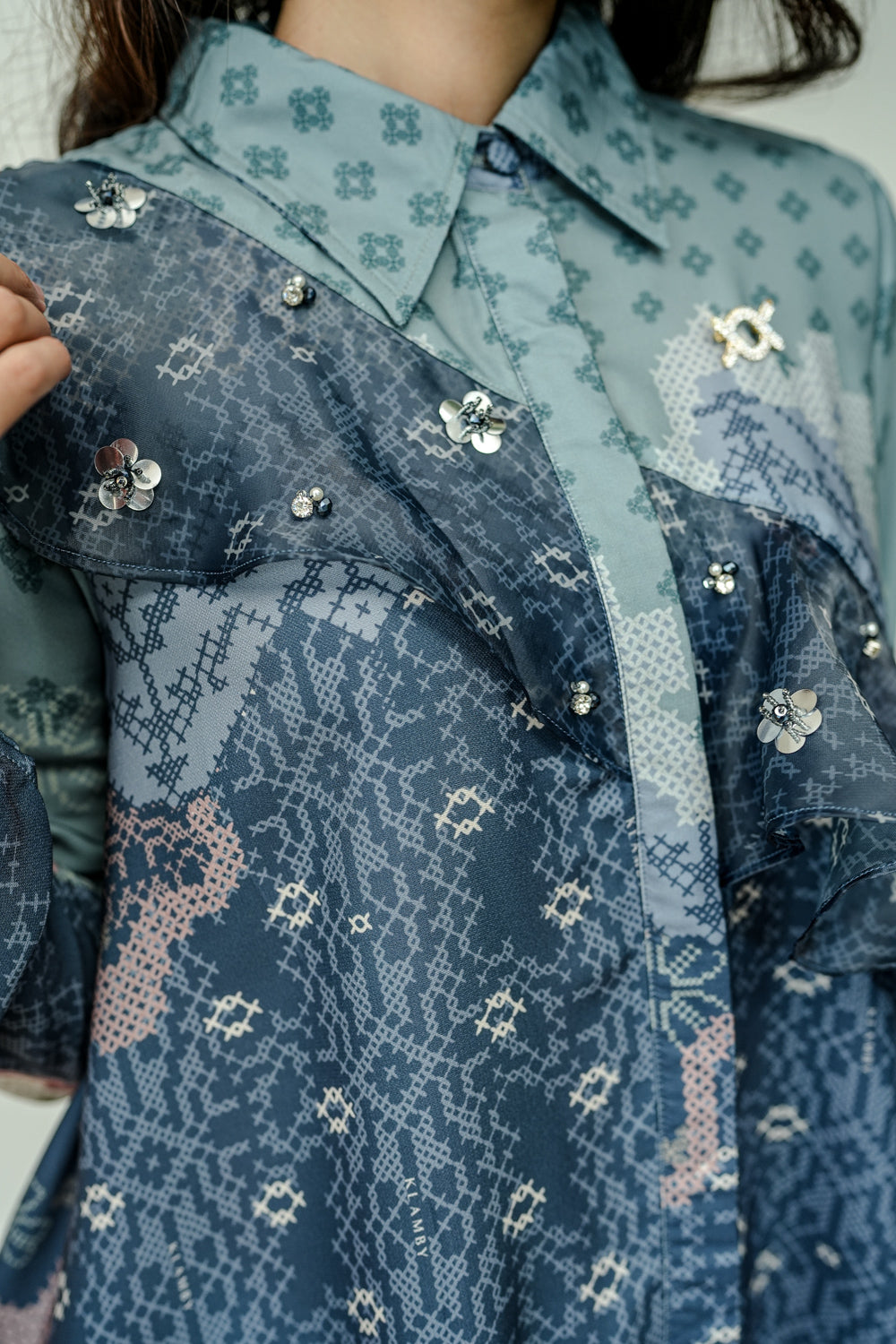 Malya Ruffle Shirt with Embellishment Malaka