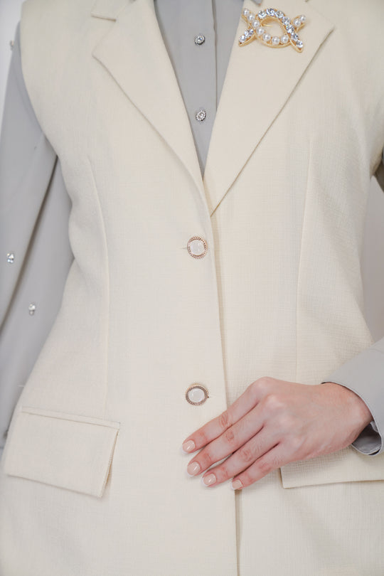 Leia Blazer Linen White