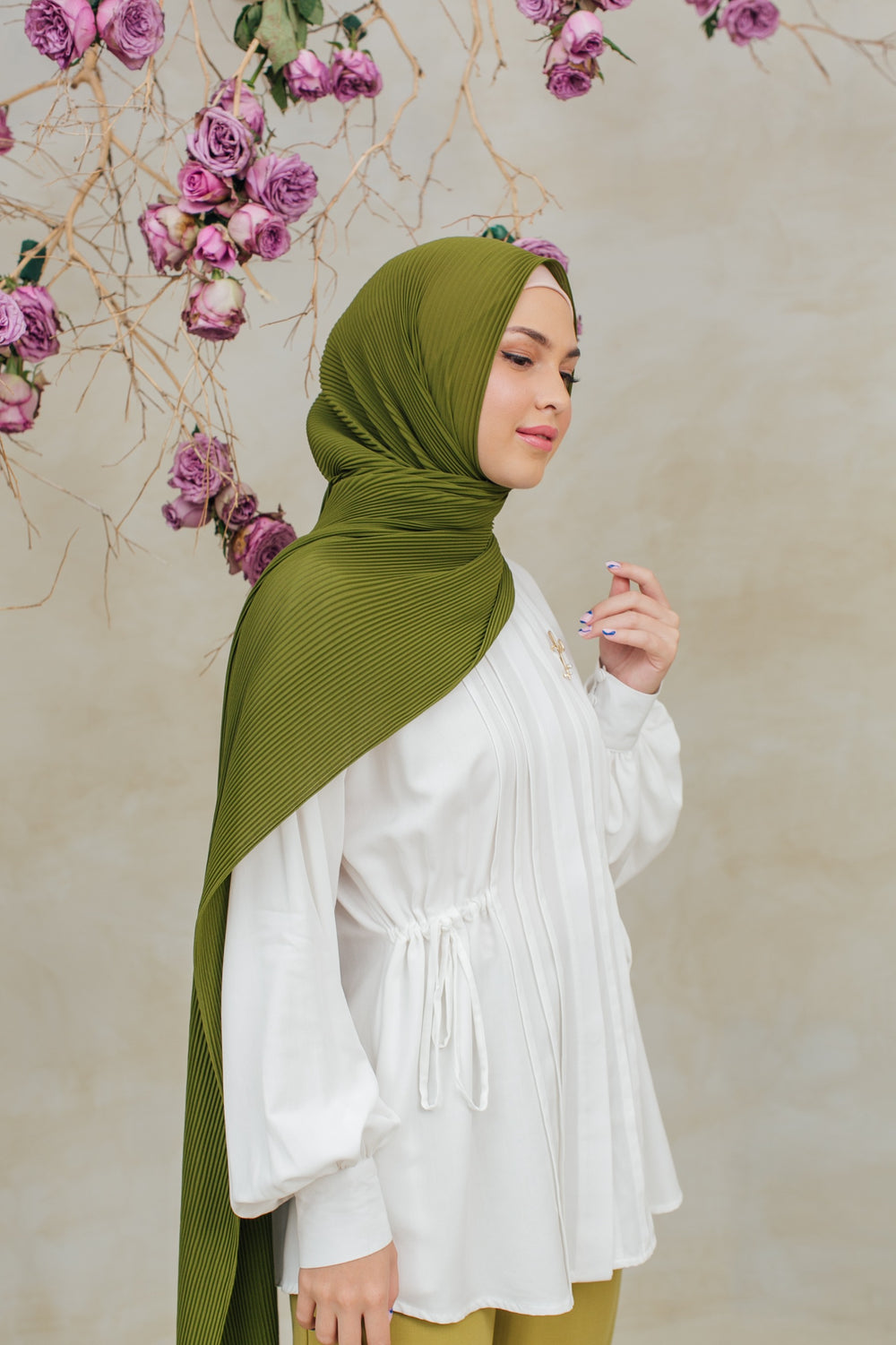 Pashmina Pleats Moss Green