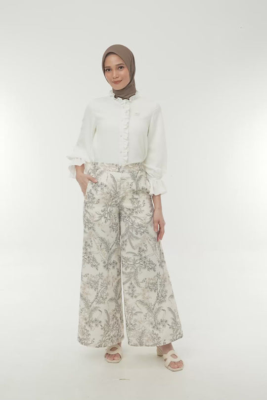 Ruby Wide Pants White Marble