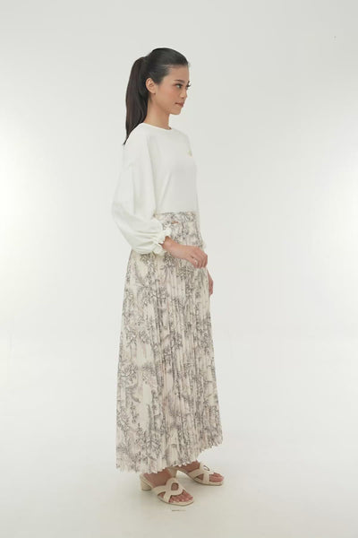 Ruby Pleated Skirt White Marble