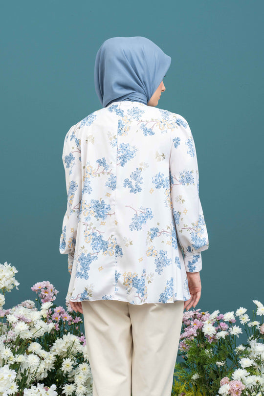 Blus Peony Biru Royal